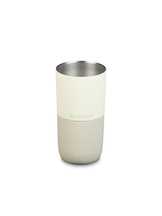 Klean Kanteen Rise Tumbler Glas Kaffee/Freddo / Cocktail/Trinken / Wasser aus Edelstahl in Beige Farbe mit Strohhalm 473ml