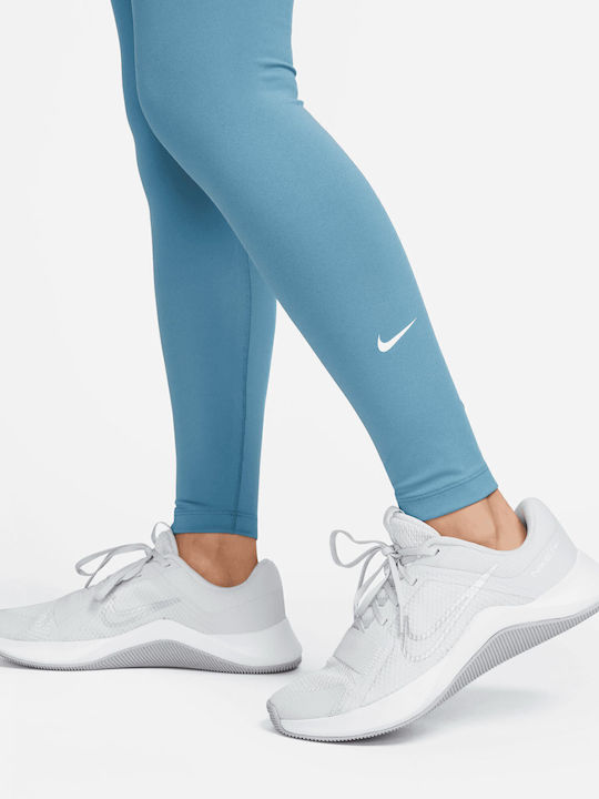 One Women's Long Training Legging High Waisted Dri-Fit Blue