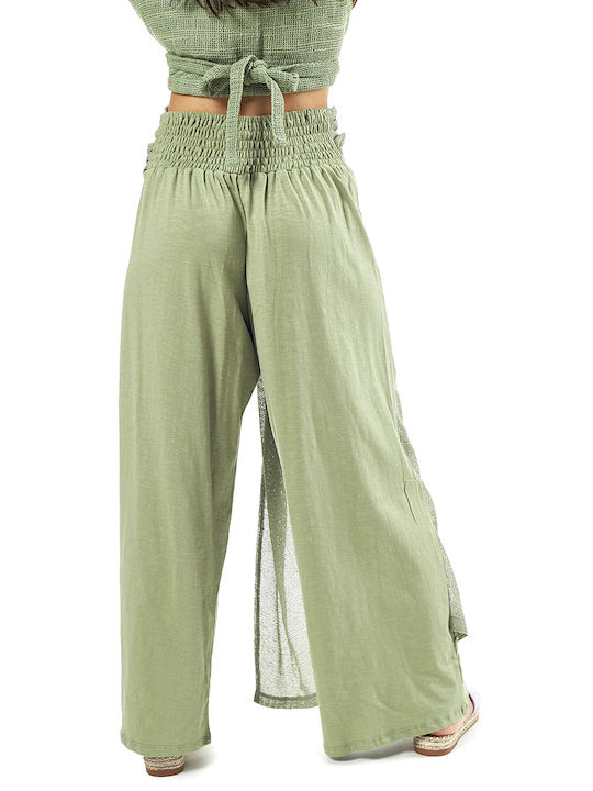 Verde Women's Trousers 55-0011 Cotton India Khaki