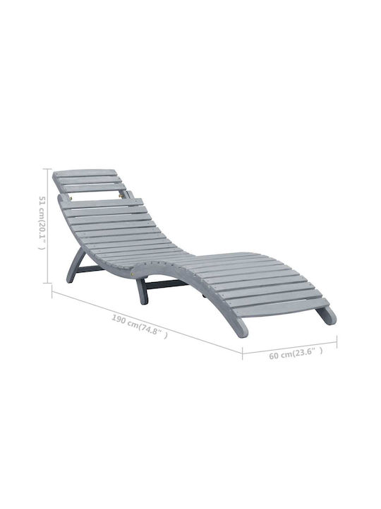 Șezlong Din Lemn Cu Pernă Gri 190x60x51cm