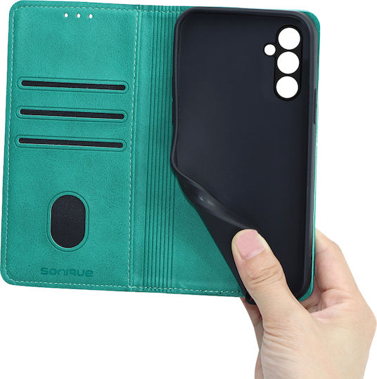 Sonique Vintage Magnet Книга Изкуствена кожа / Пластмаса / Силикон Тюркоазен (Galaxy A14)