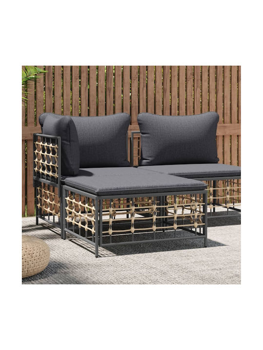 Scaun Metalic Cub Pentru Exterior Cu Pernă Gri 70x70x34cm