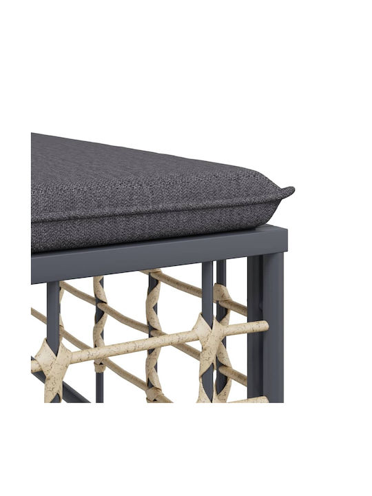 Scaun Metalic Cub Pentru Exterior Cu Pernă Gri 70x70x34cm