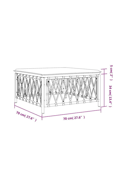Metallischer Gartenhocker Würfel Außeneinsatz mit Grauem Kissen 70x70x34cm