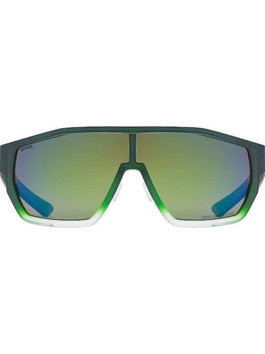 Uvex Sonnenbrillen mit Green Matt Fade/Mirror Green Rahmen und Grün Linse S5330367795