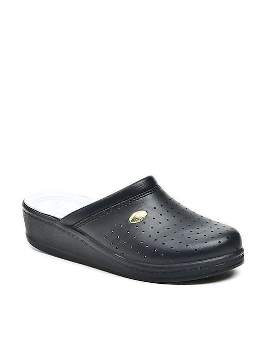 Sanital Light Pelle Damen Leder Anatomisch Clogs Schwarz