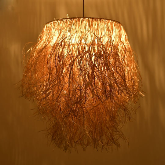 Inart Jute Natural Pendant Light Beige 40x40x65cm