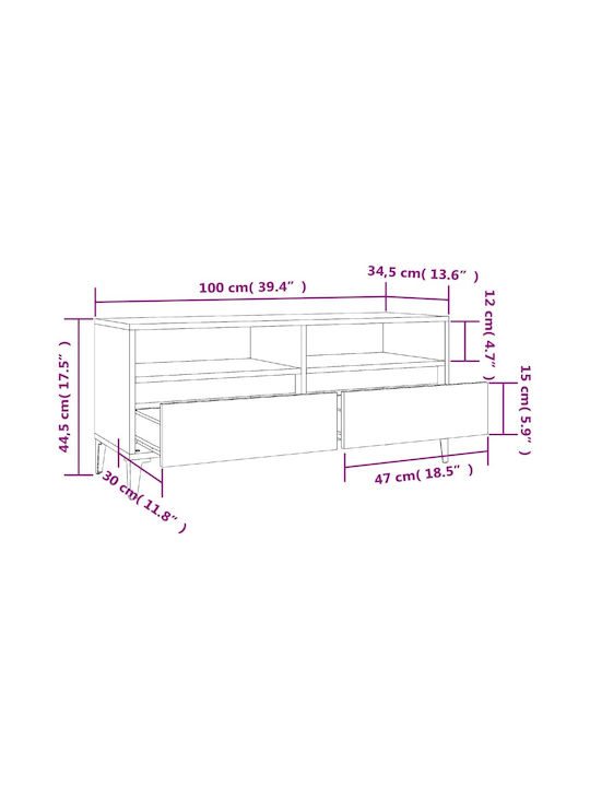 TV-Ständer Rauch Eiche M100xT34,5xH44,5cm