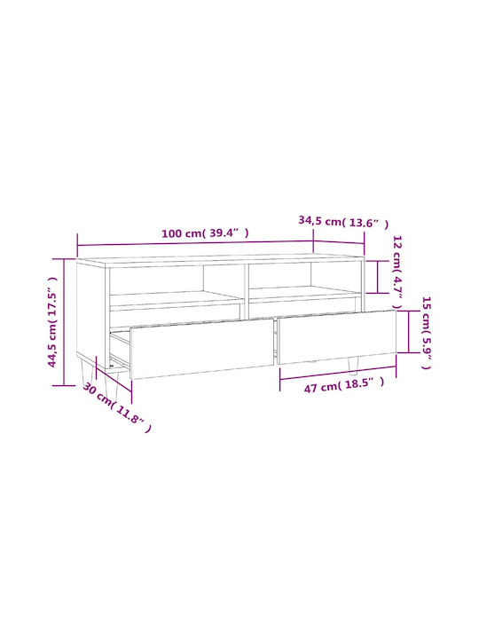 TV-Ständer Rauch Eiche M100xT34,5xH44,5cm