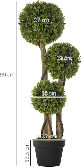 Arbore Artificial de Exterior Buxus (Box comun) Green 90cm HomCom