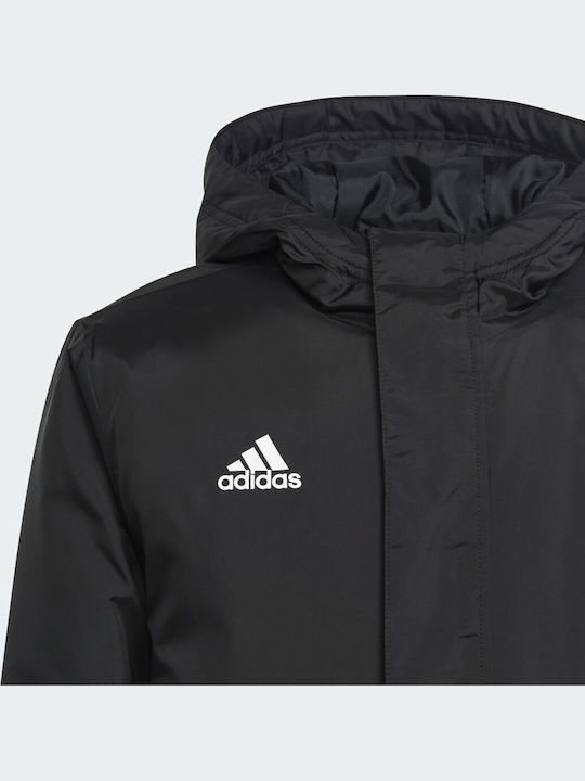 Entrada 22 Stadium Kids Sports Long Jacket with Lining and Hood Black