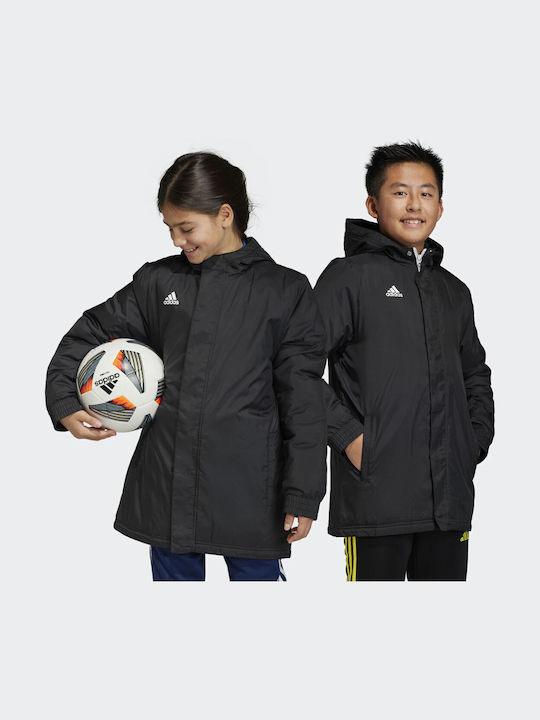 Entrada 22 Stadium Kids Sports Long Jacket with Lining and Hood Black