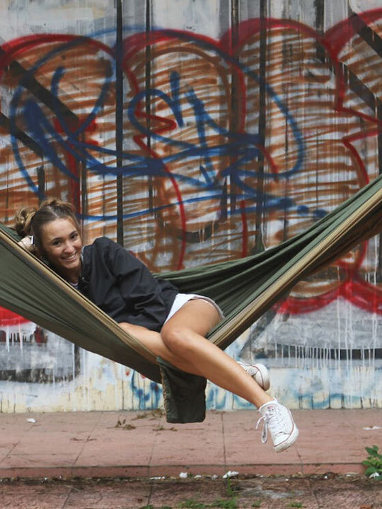 Ticket To The Moon Original Parachute Double Hammock Army Green / Brown 320x200cm