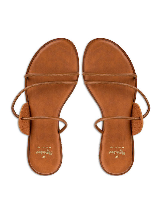 Women's Flat Sandals in Tabac Brown Color