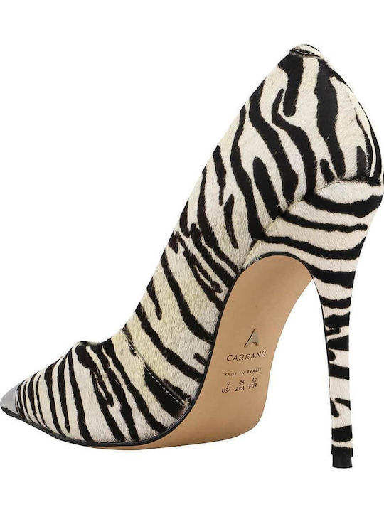 E-CAB08 Leder Pumps mit Stiletto-Absatz Zebra
