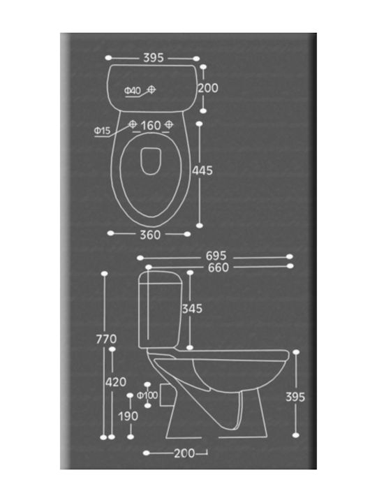 Huida Rostov Floor-Standing Toilet with Floor Trap and Flush White