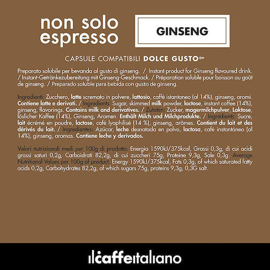 IL Caffe Italiano Capsules Espresso Ginseng Compatible with Machine Dolce Gusto 16caps,tobolek