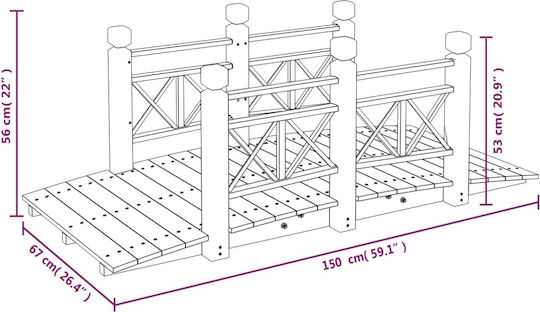 vidaXL Διακοσμητική Γέφυρα Κήπου Ξύλινη 150x67x56cm 150x67x56εκ. 363360