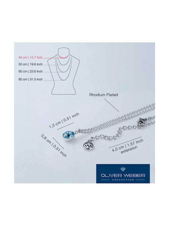 OLIVER WEBER 11740 204 Women's rhodium plated necklace with crystal stones - Pendant Uno