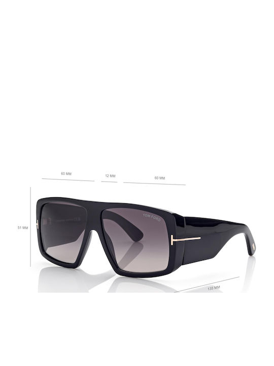 Tom Ford Raven Unisex Sunglasses with Black Plastic Frame and Black Gradient Lens TF1036 01B