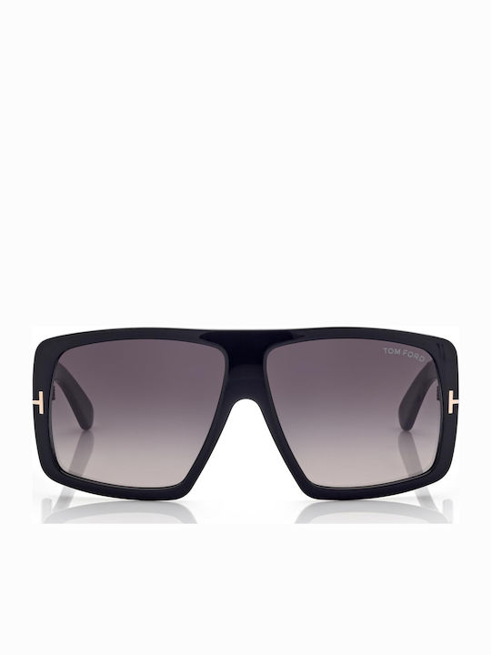 Tom Ford Raven Unisex Sunglasses with Black Plastic Frame and Black Gradient Lens TF1036 01B