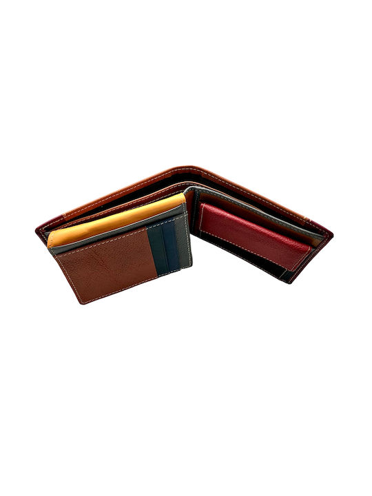 Men's leather (TRUE LEATHER) wallet by Vosntou' Rispa' - ANGEL - in red - brown color.