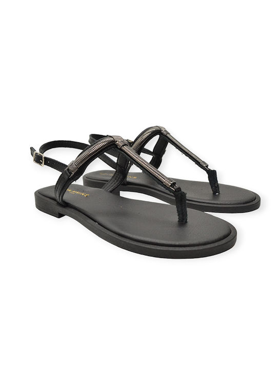 Hawkins Premium Leather Women's Flat Sandals in Black Color