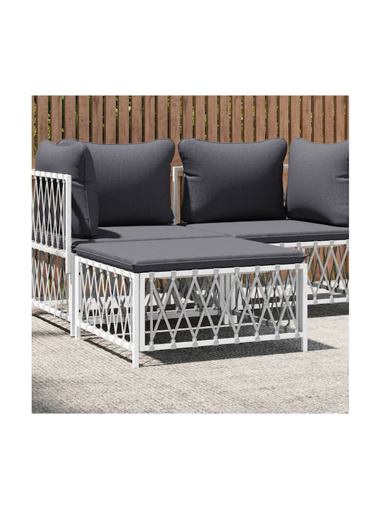 Scaun Metalic Cub Pentru Exterior Cu Pernă Alb 70x70x34cm