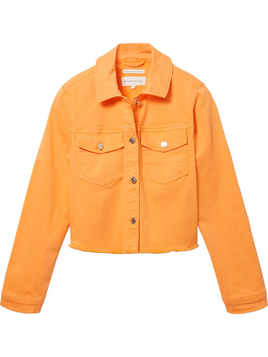 Κοντό Γυναικείο Τζιν Μπουφάν Bright Mango Orange