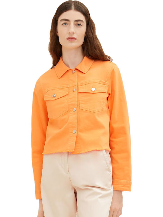 Κοντό Γυναικείο Τζιν Μπουφάν Bright Mango Orange