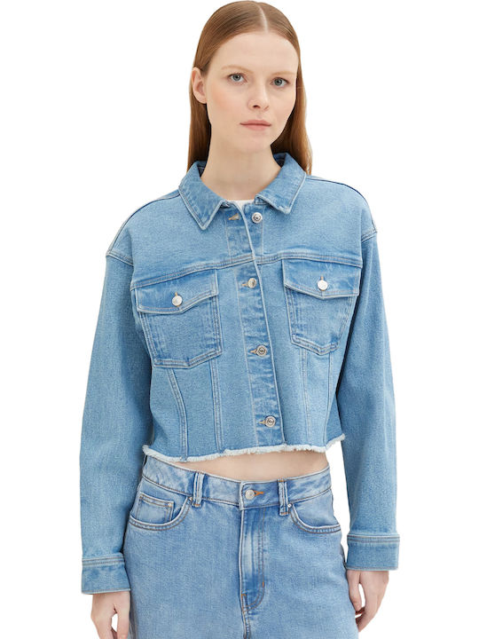 Κοντό Γυναικείο Τζιν Μπουφάν Light Stone Bright Blue Denim