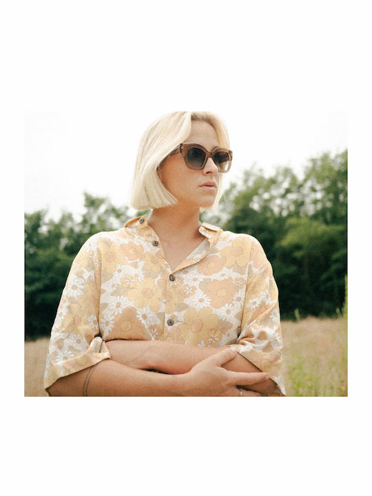 Moken Monroe Damen Sonnenbrille mit Braun Kunststoff Gestell und Lila Linse MKN-F02 GLPEA/GGRY