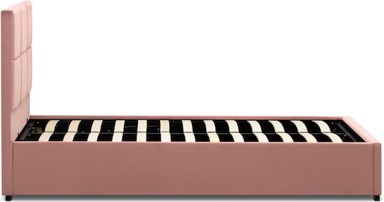 Kingston Pat Semi-dublu Roz cu Spațiu de Stocare & Lamele pentru Saltea 120x200cm