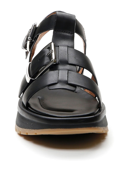 Leather Women's Anatomic Flat Sandals Black