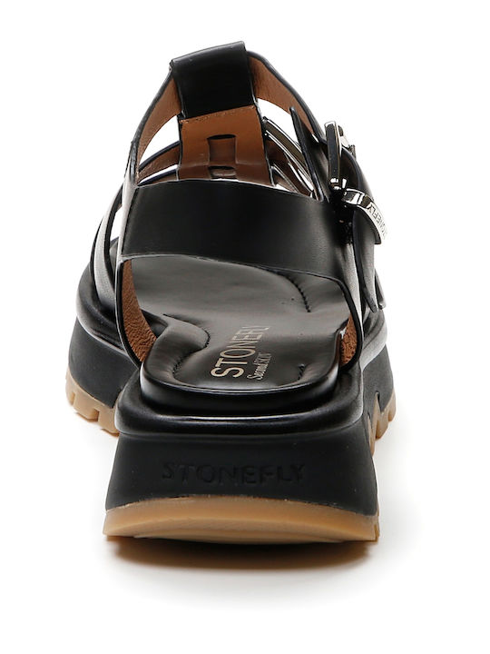 Leather Women's Anatomic Flat Sandals Black