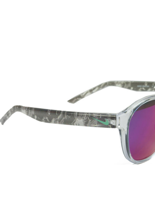 Nike Smash Unisex Sunglasses with Transparent Plastic Frame and Multicolour Mirror Lens DZ7383-900