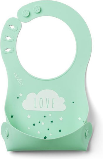 Nuvita Waterproof Silicone Baby Bib with Button and Pocket Blue-Green 2 Pieces