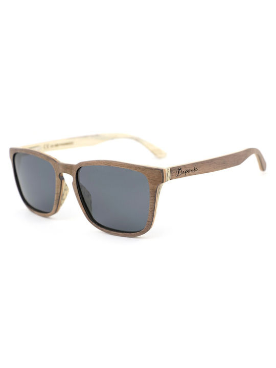 Daponte Wayfarer Sunglasses with Brown Wooden Frame and Gray Polarized Lens DAP320W 4