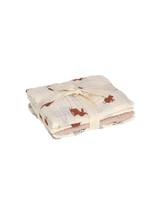 Laessig Little Forest Rabbit Pânze de Înfășat Roz 60x60εκ. 3buc