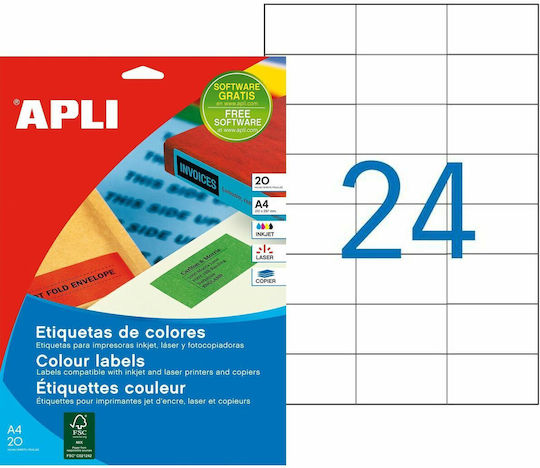 Apli 480τμχ Αυτοκόλλητες Ετικέτες σε Κόκκινο Χρώμα 70x37mm