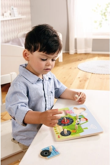 Wooden Kids Peg Puzzle Tractor for 1+ Years 6pcs Haba