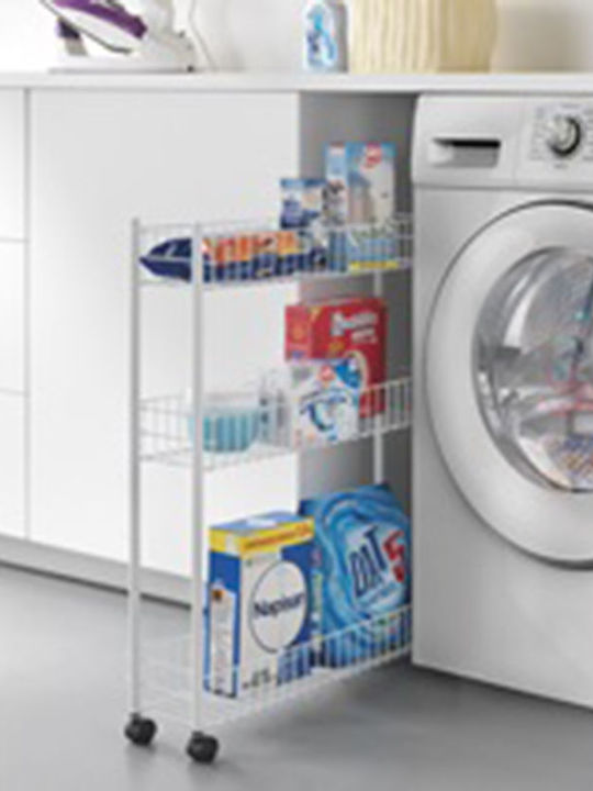 Metaltex Fino Τρόλεϊ Κουζίνας Μεταλλικό 3 Θέσεων Λευκό 58x16x72cm