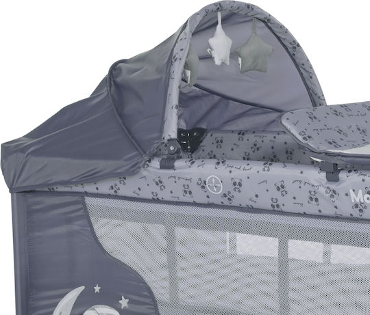 Lorelli Moonlight Plus Laufstall 2 Ebenen mit Wickeltisch & Matratze Gray 126x70cm