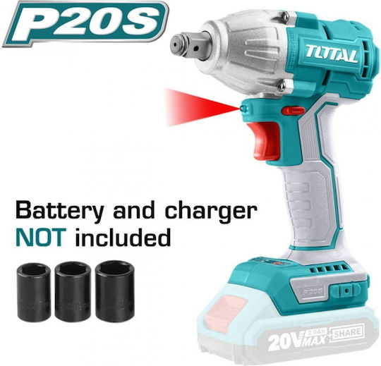 Total Impact Wrench Battery 20V Solo with Socket 1/2"
