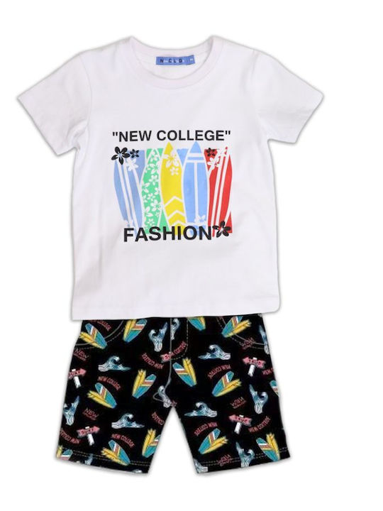 New College Kids Set with Shorts Summer 2pcs White