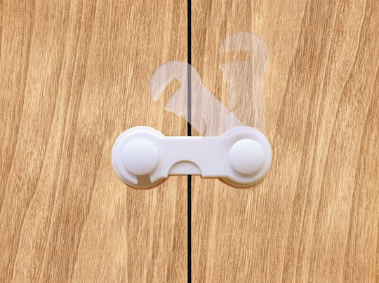 FreeOn Cabinet & Drawer Lock with Sticker made of Plastic in White Color 2pcs