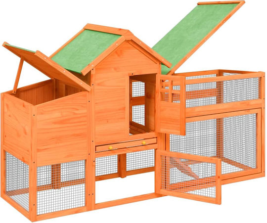 vidaXL Wooden Poultry Coop 2-Level L1.86 x W1.13 x H0.58m