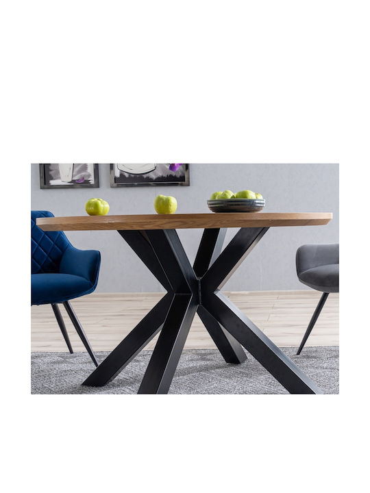 Ritmo Rund Tisch Küche Holz mit Metallgestell Schwarz 120x120x75cm