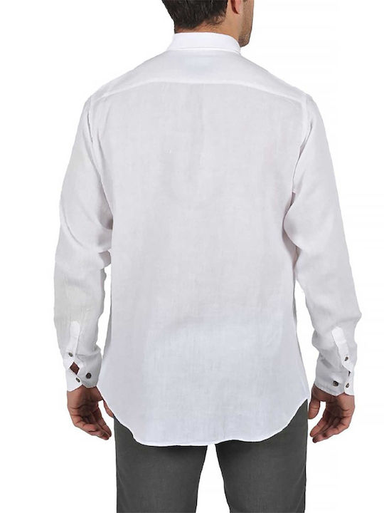 Dors Men's Shirt Long Sleeve Linen White