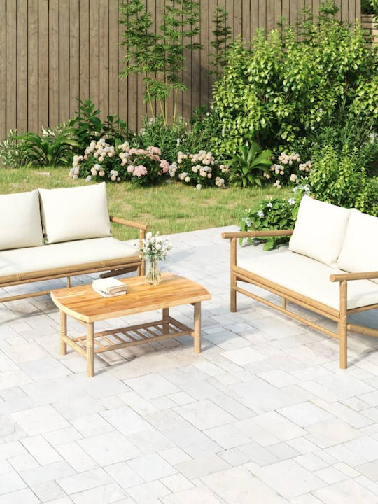 Canapea cu două locuri Exterior Bambus cu Perne 115x75x74cm